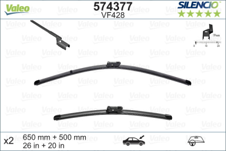 Комплект бескаркасных стеклоочистителей Valeo Silencio Flat VF428